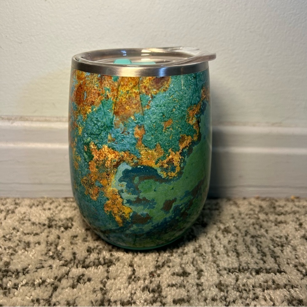 Swig Blue & Gold Marble Insulated Wine Tumbler with Lid